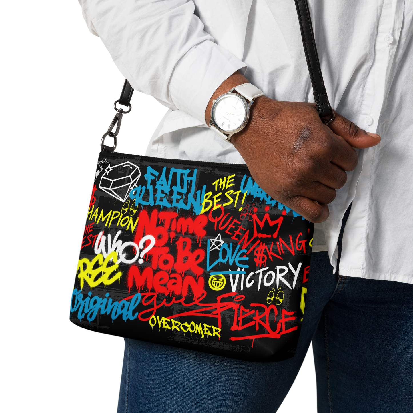 Graffiti Crossbody Bag - Black